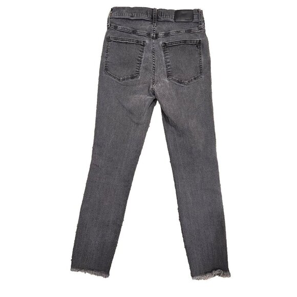 Madewell Jeans Mid Rise Skinny Button Fly Stretch Raw Hem Sz 26 Black AA940 - Picture 2 of 4